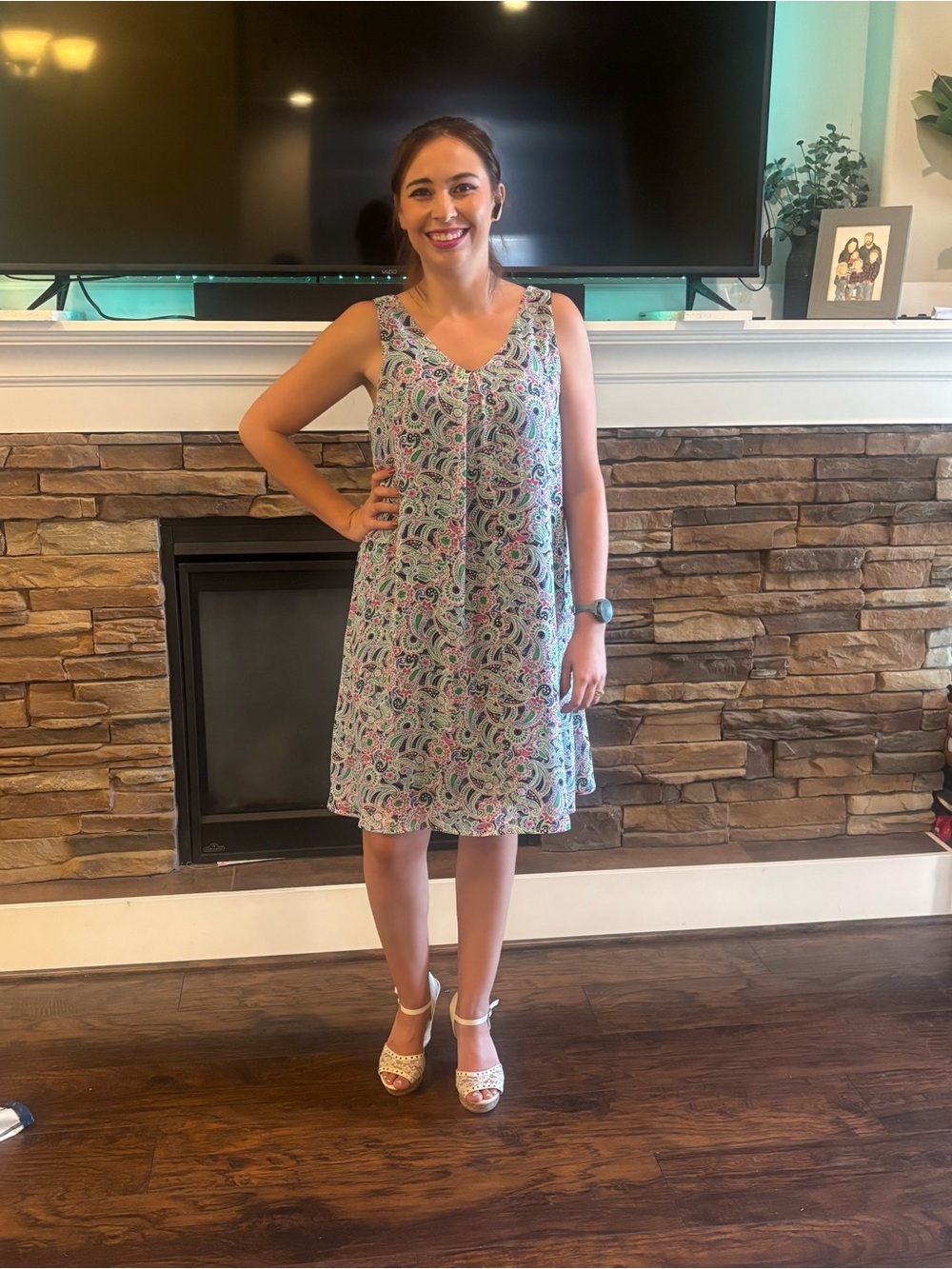 Charming Charlie Paisley Sleeveless Shift Dress Multicolor Size M